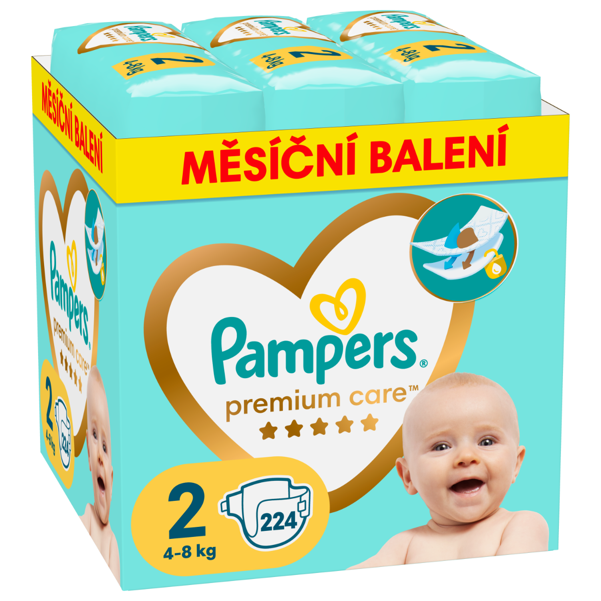 Pampers Premium Care vel. 2 4-8 kg dětské pleny 224 ks