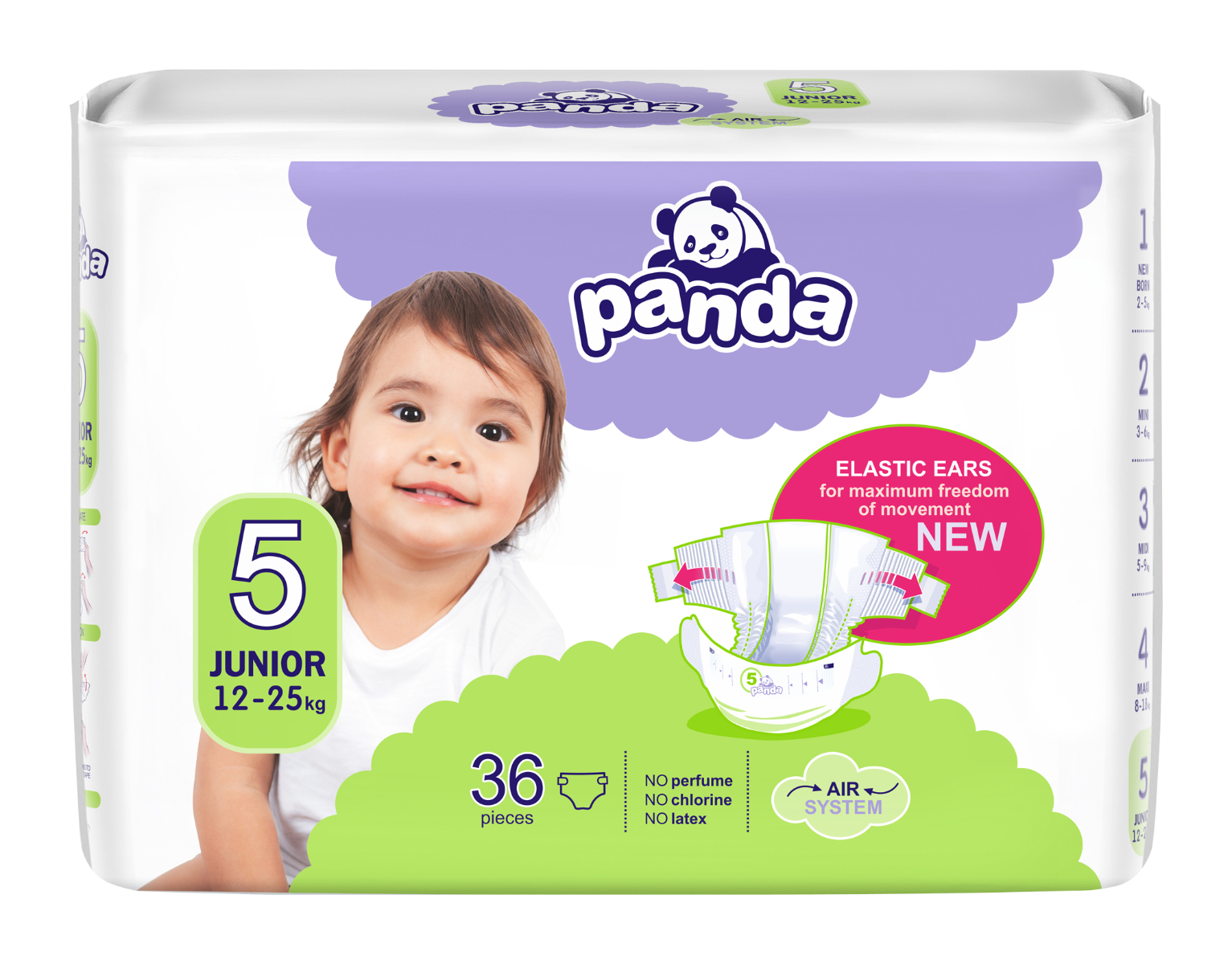 Panda Junior vel. 5 12-25 kg dětské pleny 36 ks