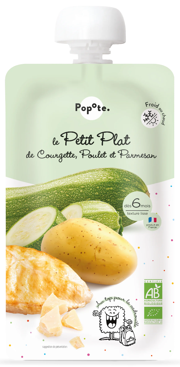 Popote BIO Dětské menu s cuketou, kuřetem a parmezánem 6m+ 180 g