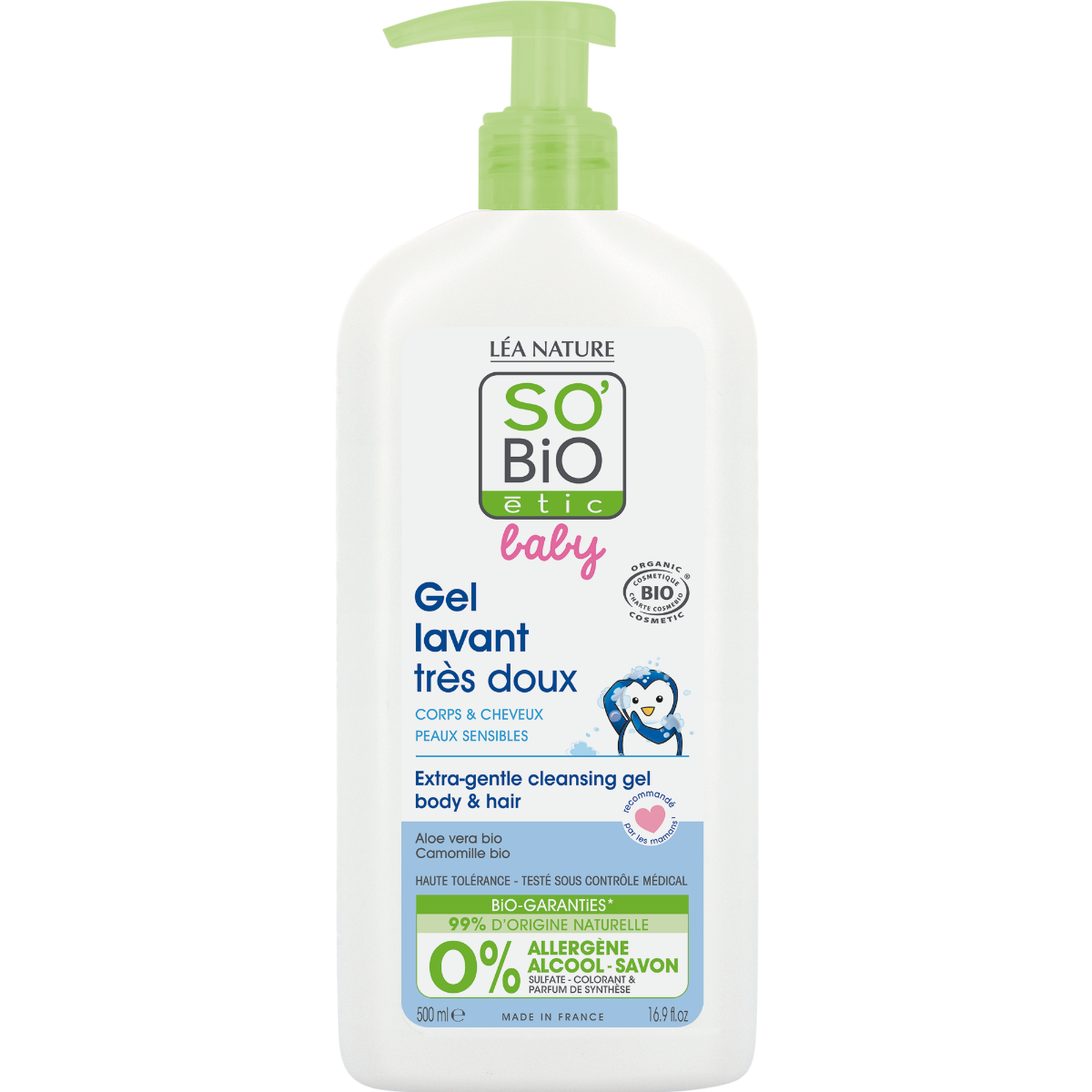 SO’BiO étic BABY Mycí gel na tělo i vlasy BIO 500 ml