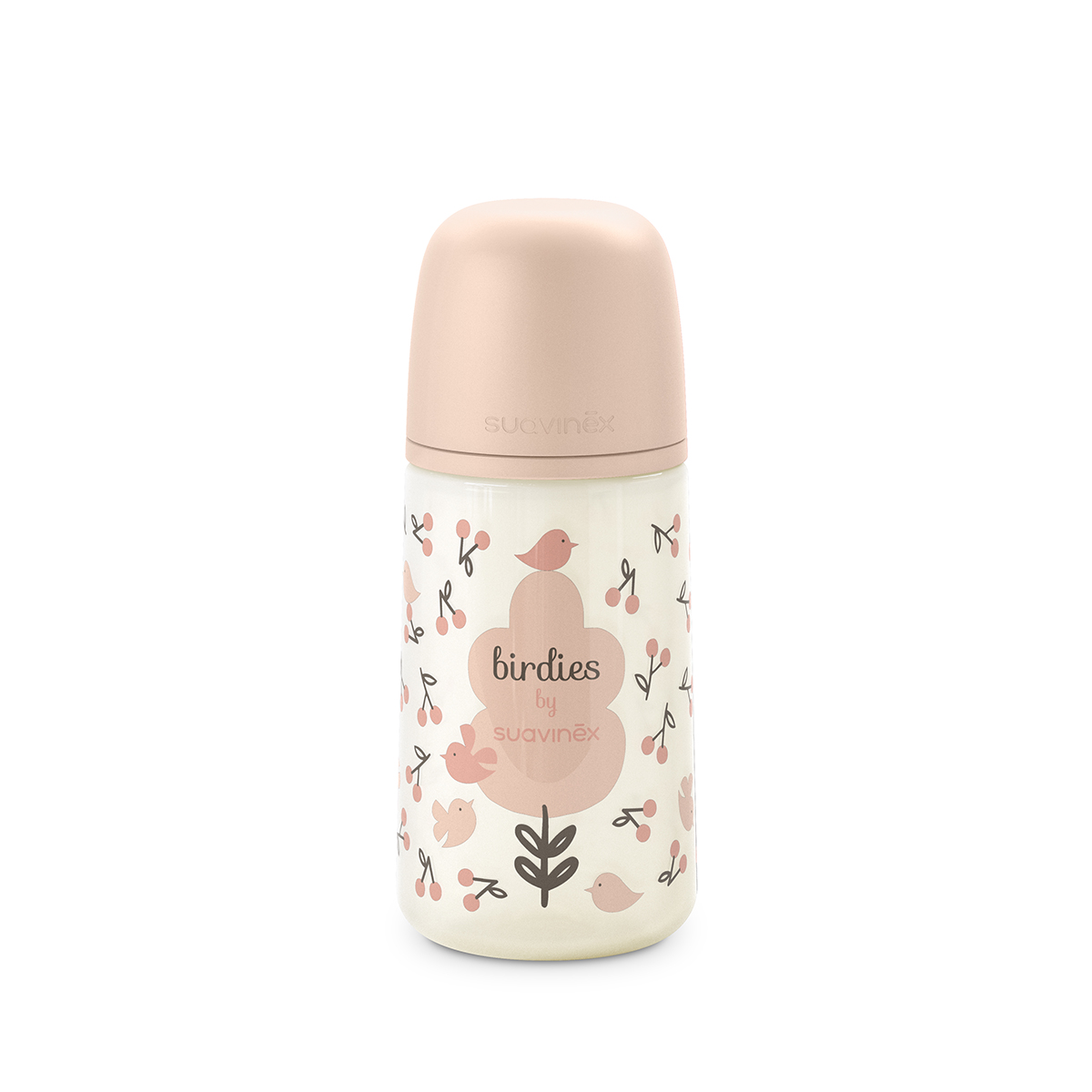 Suavinex Kojenecká láhev BIRDIES M 270 ml 1 ks růžová