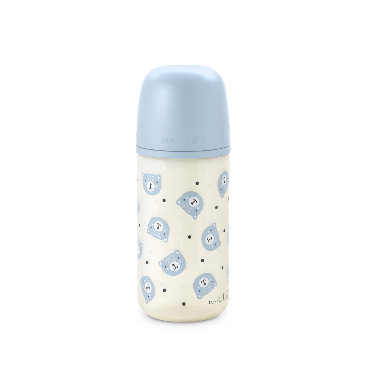 Suavinex Láhev skleněná fyziologická 240 ml 1 ks modrá