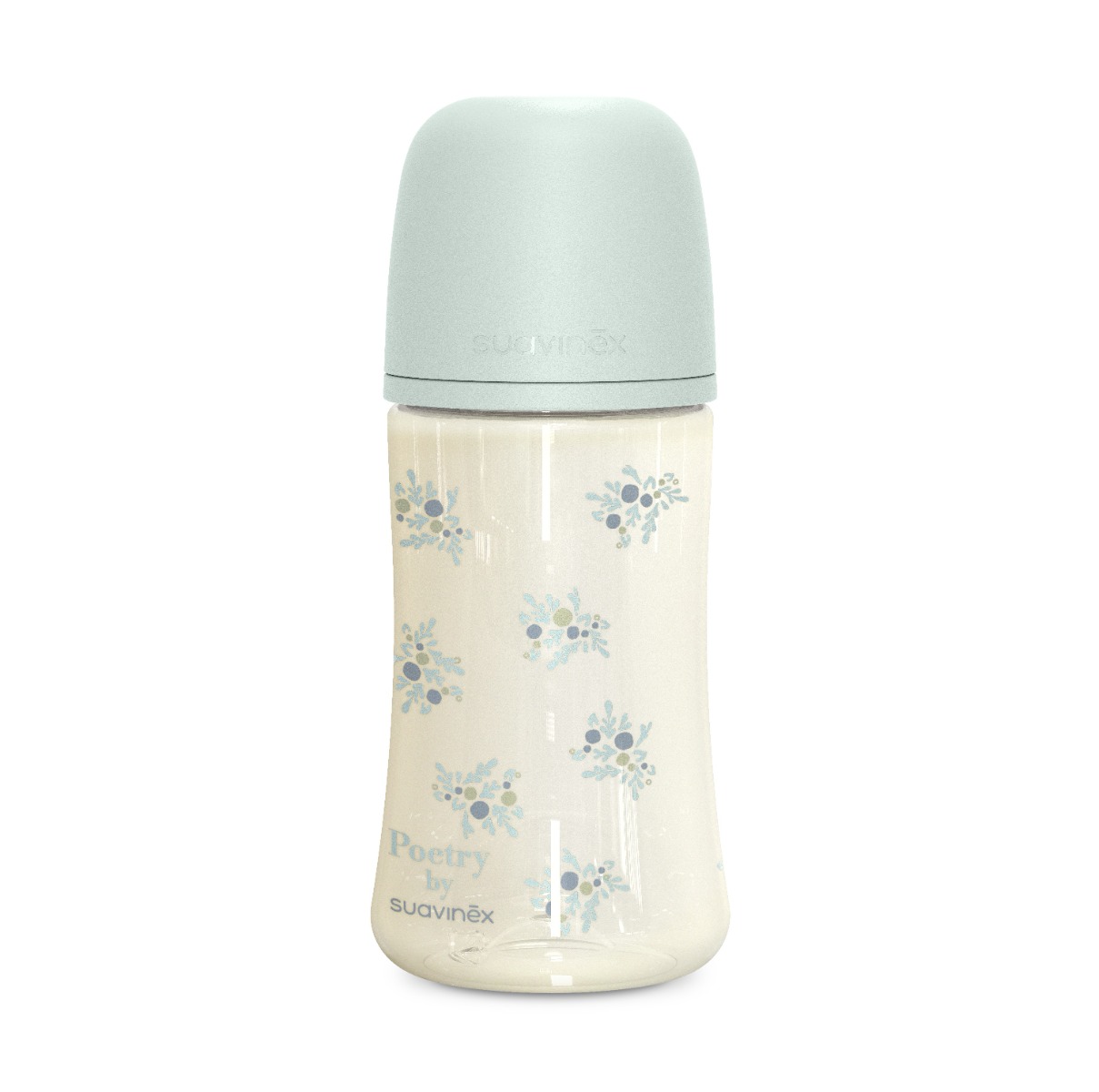 Suavinex Poetry Kojenecká láhev fyziologický průtok M 3m+ 270 ml 1 ks modrá