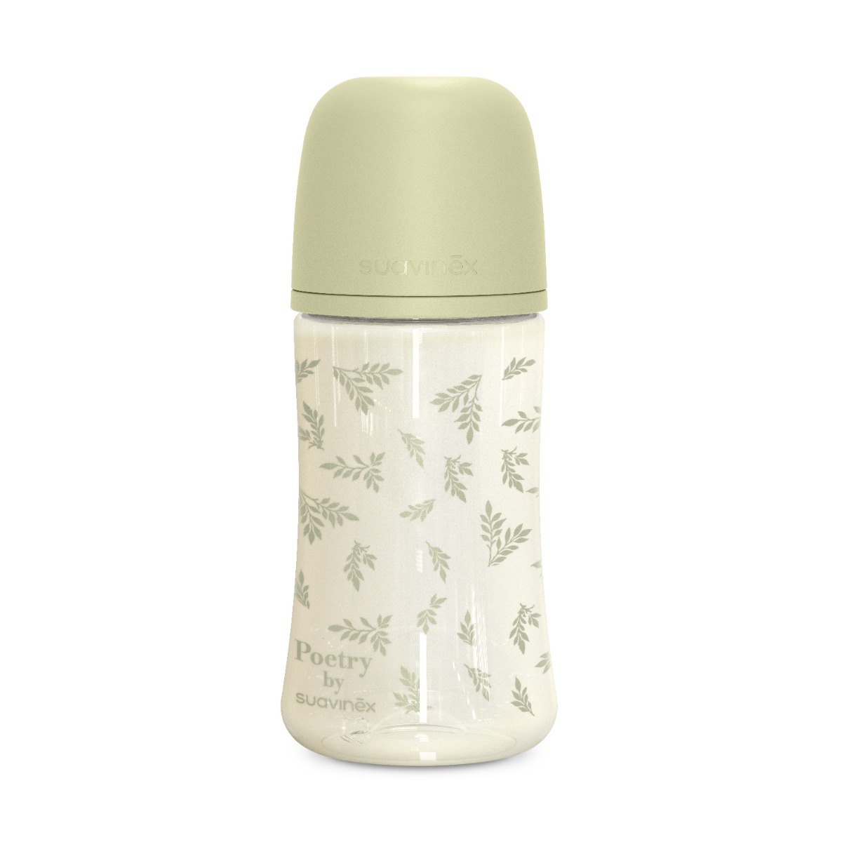 Suavinex Poetry Kojenecká láhev fyziologický průtok M 3m+ 270 ml 1 ks zelená
