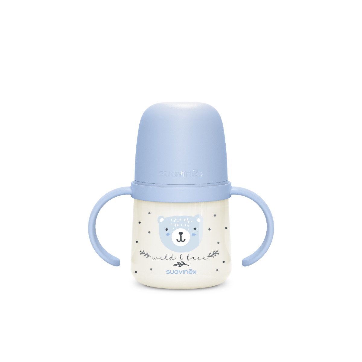 Suavinex První láhev s oušky WILD&FREE 150 ml 1 ks modrá