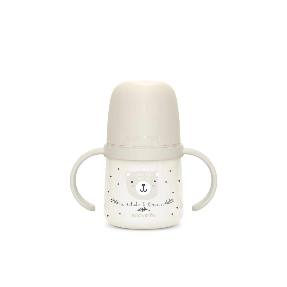 Suavinex První láhev s oušky WILD&FREE 150 ml 1 ks šedá