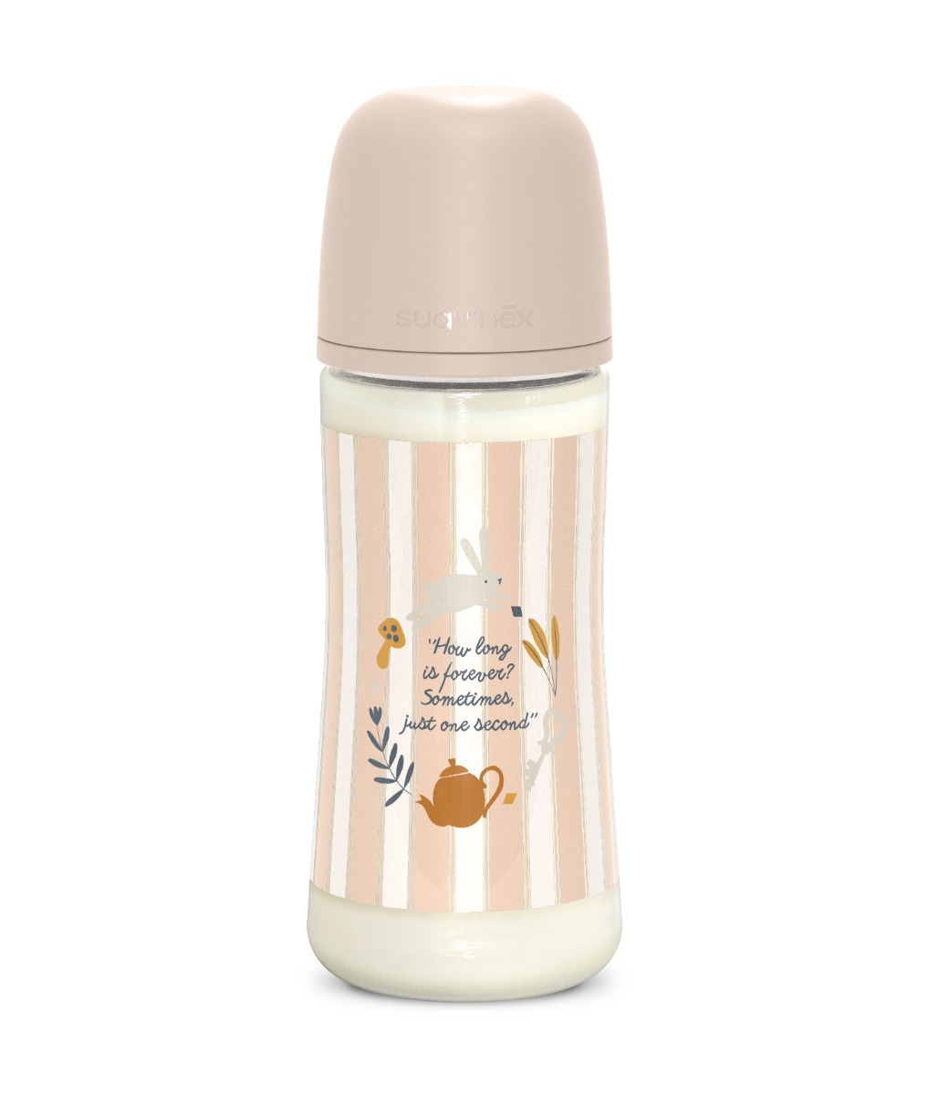 Suavinex Wonderland Kojenecká láhev průtok L 6m+ 360 ml 1 ks růžová