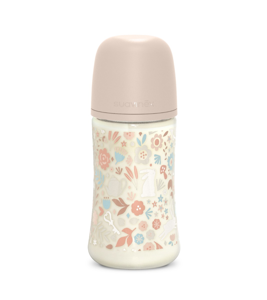 Suavinex Wonderland Kojenecká láhev průtok M 3m+ 270 ml 1 ks liberty růžová