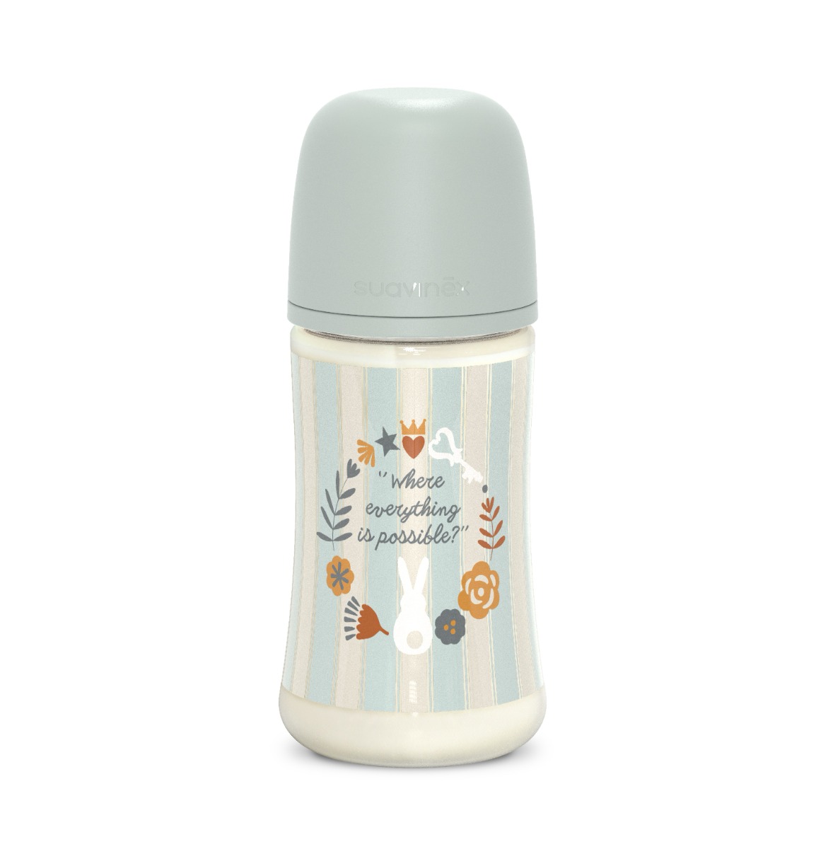 Suavinex Wonderland Kojenecká láhev průtok M 3m+ 270 ml 1 ks zelená