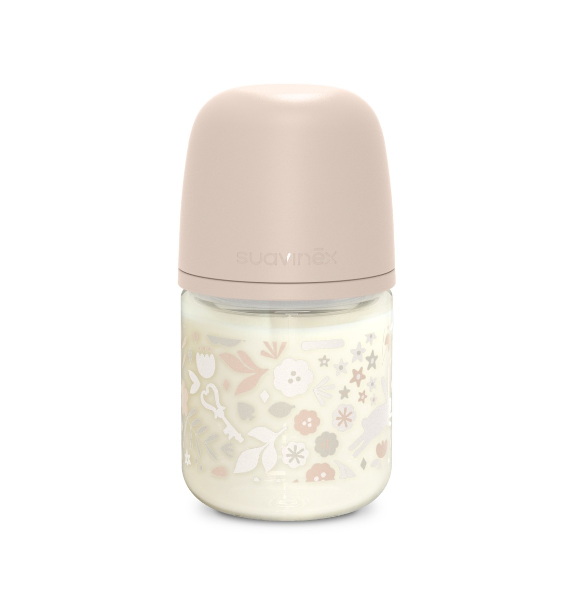 Suavinex Wonderland Skleněná láhev fyziologická SX PRO průtok S 0m+ 120 ml 1 ks liberty růžová