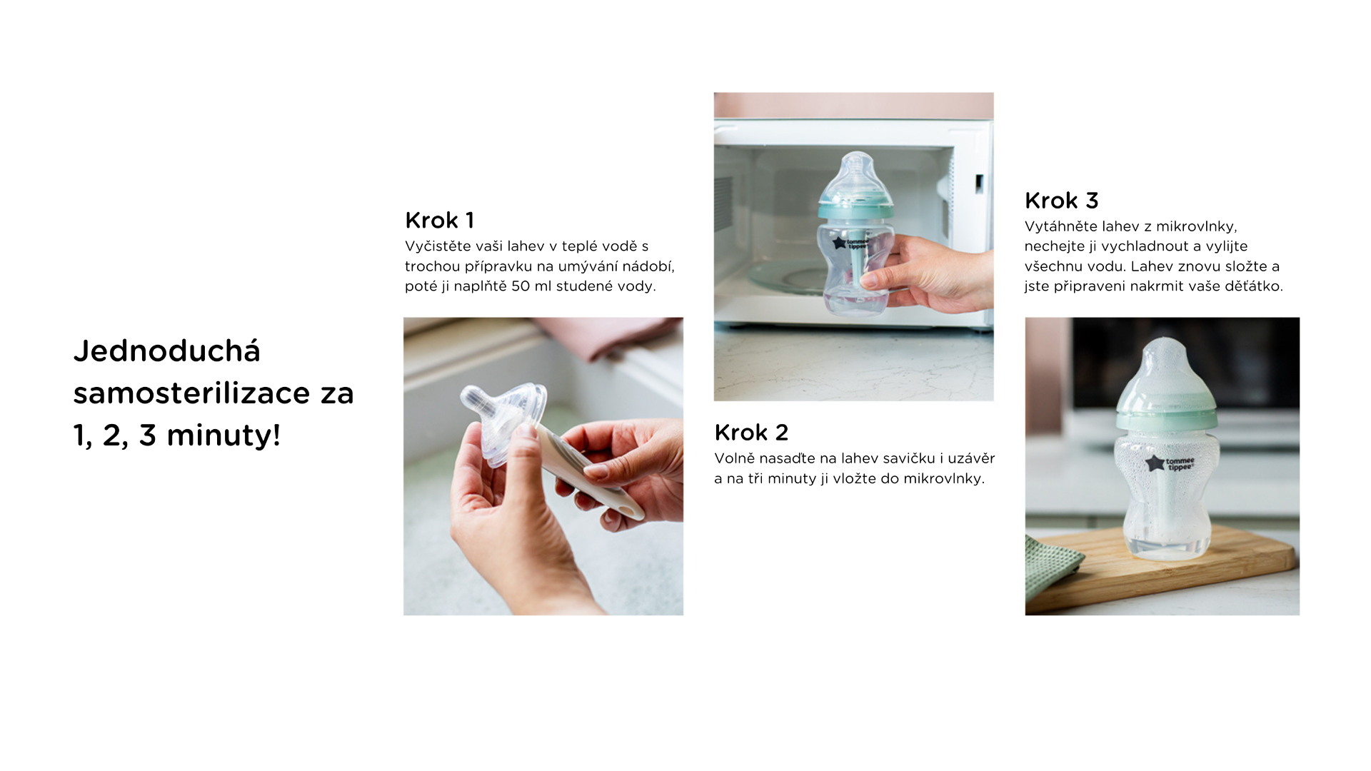 Tommee Tippee Advanced Anti-Colic Samosterilizační kojenecká lahev Pomalý Průtok 0m+ 260 ml 1 ks