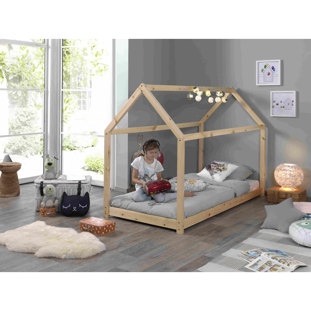 Vipack DĚTSKÁ POSTEL SE STŘÍŠKOU, 90/200 cm barvy borovice