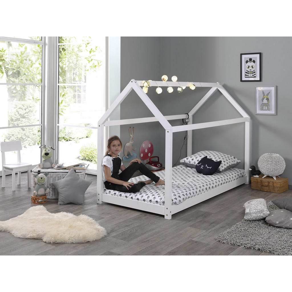 Vipack DĚTSKÁ POSTEL SE STŘÍŠKOU, 90/200 cm bílá