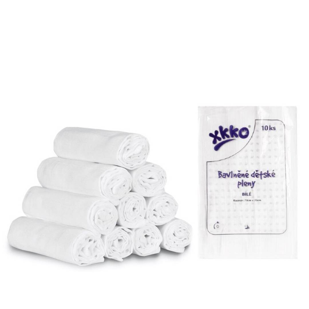 XKKO Pleny bavlněné Classic 70x70 cm, bílé 10 ks