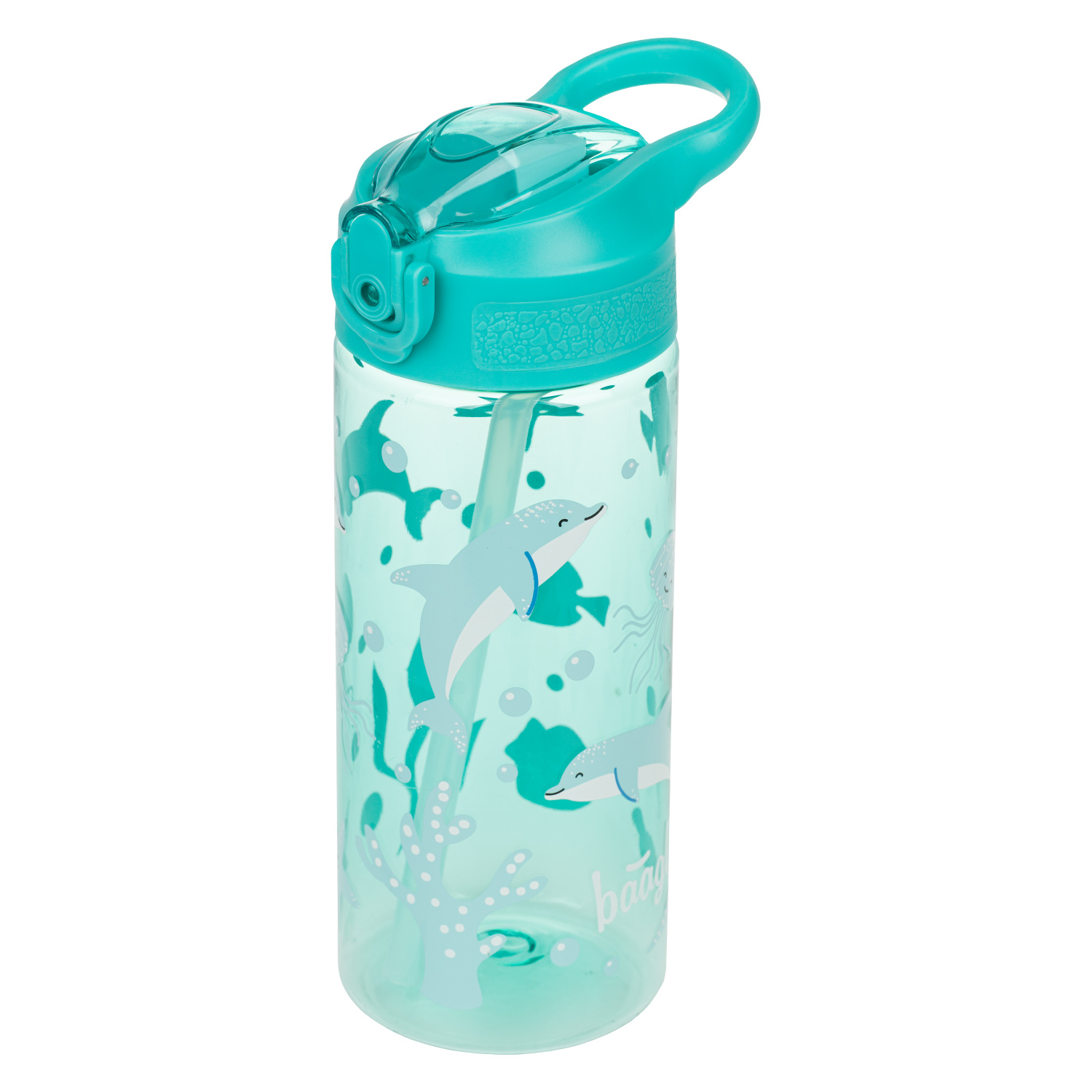 Baagl Tritanová láhev na pití s brčkem Delfín, 500 ml