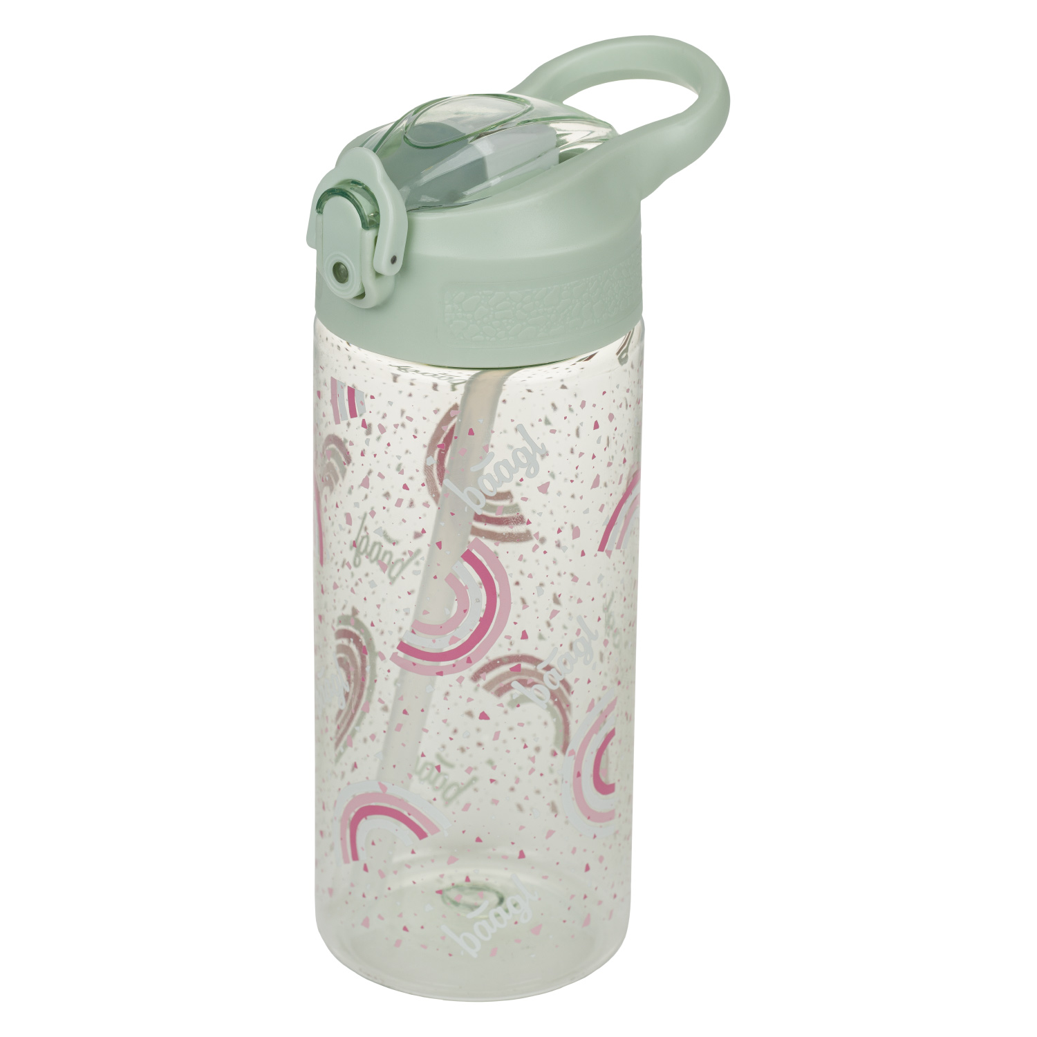 Baagl Tritanová láhev na pití s brčkem Duha, 500 ml