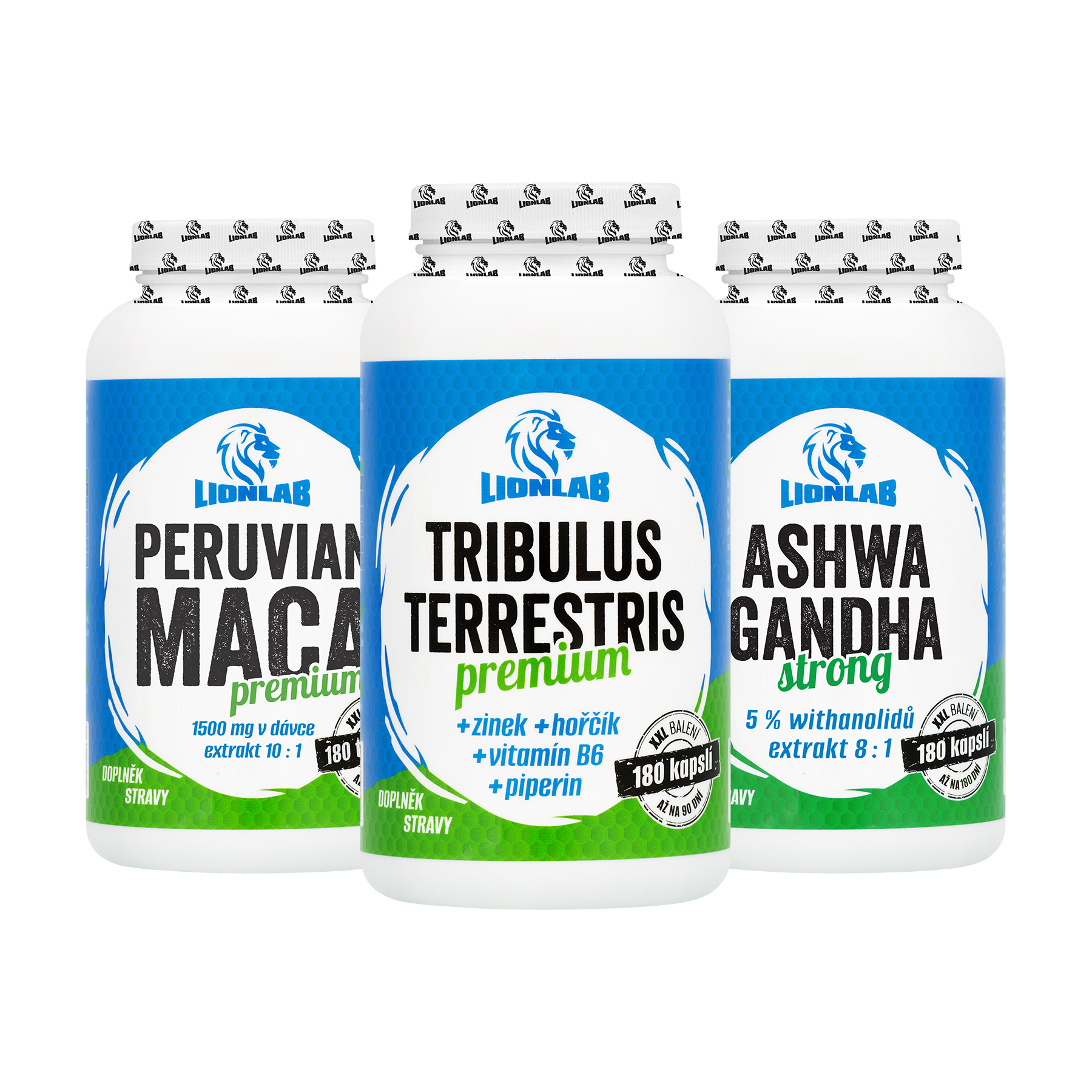 Lionlab Ashwagandha, Maca a Tribulus - AKCE 1+1+1