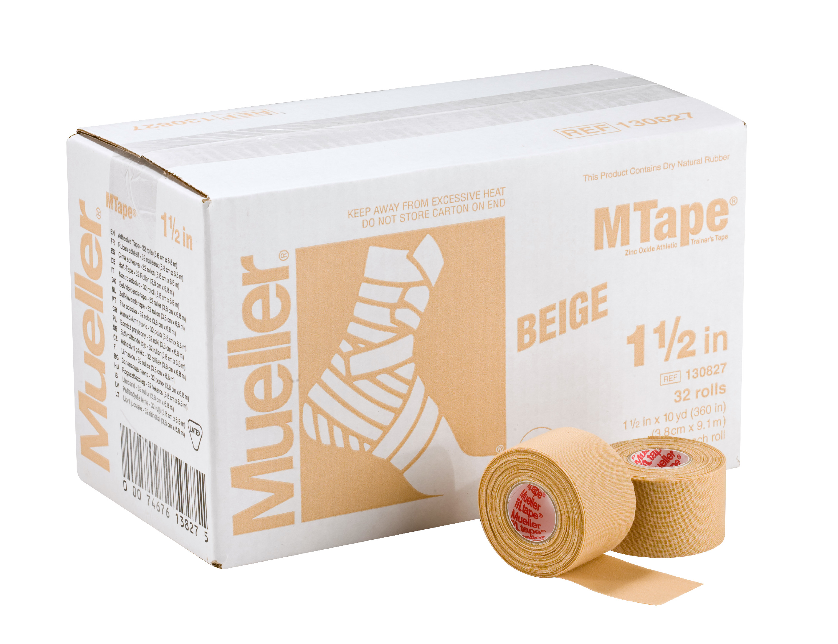 Mueller MTape® Team Colors, fixační tejpovací páska 3,8cm, béžová, 32 ks