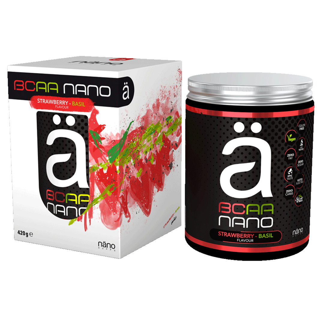 Näno Supps BCAA Nano 420g - jahoda, bazalka