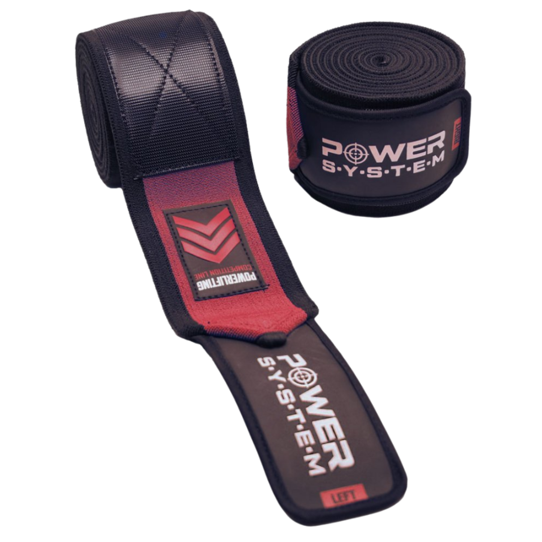 Power System Extra pevné bandáže na kolena Knee Wraps Extreme 3730 - červené