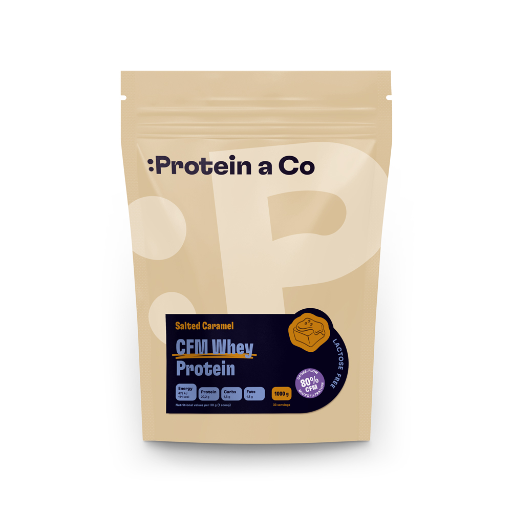 Protein a Co Bezlaktózový CFM Whey, 1kg Salted caramel