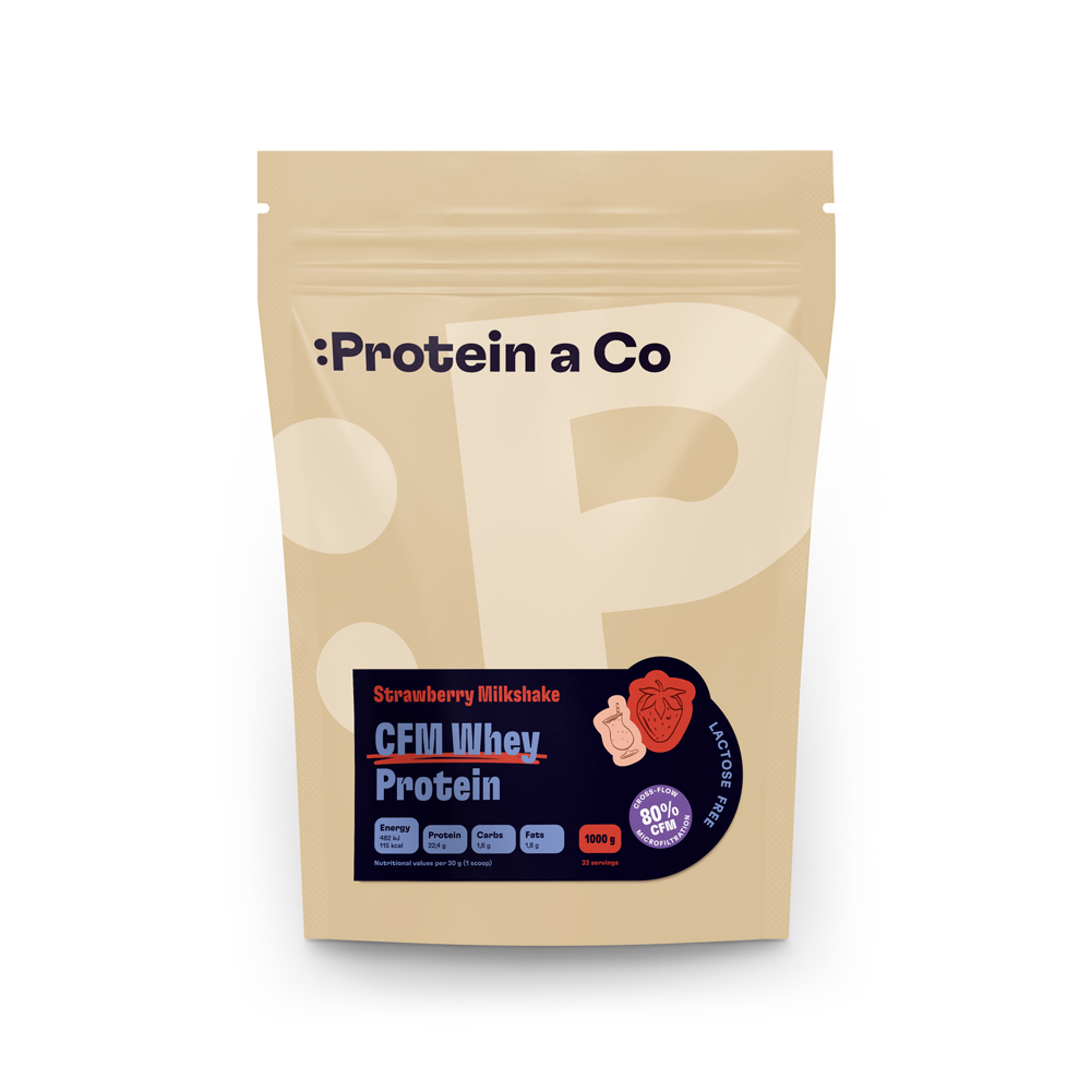 Protein a Co Bezlaktózový CFM Whey, 1kg Strawberry milkshake