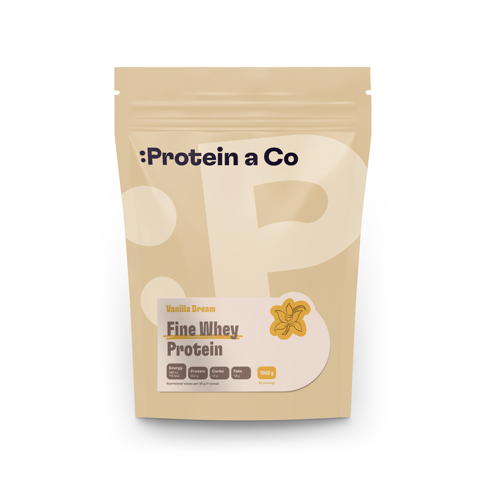 Protein a Co Protein Fine whey slazený stévií 1000 g Vanilla dream