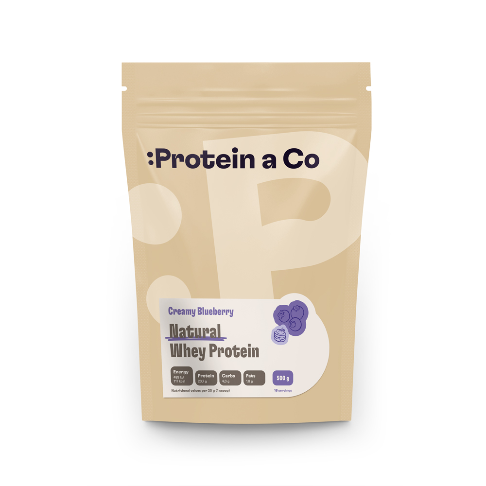Protein a Co Protein Natural whey prémiový bez chemie 500 g Creamy blueberry