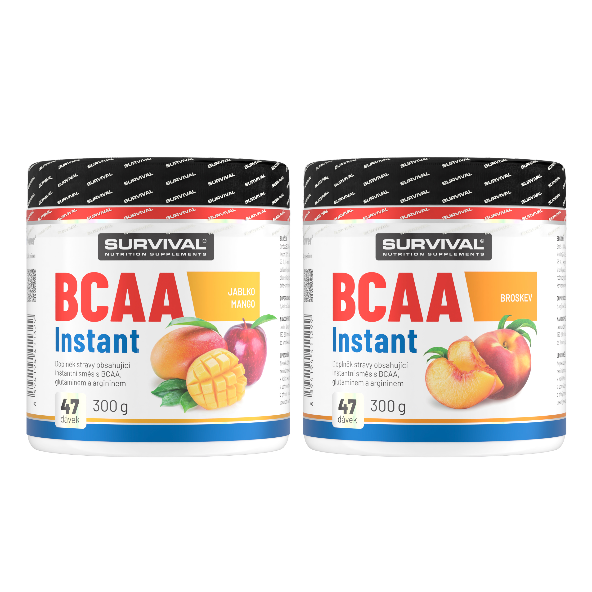 survival BCAA Instant 300 g akce 1+1 jablko-mango + broskev Jablko-mango + broskev