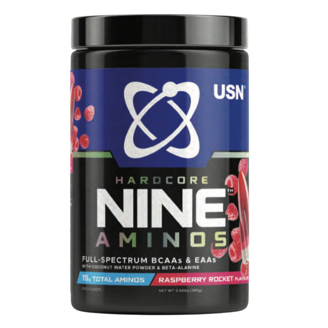 USN HardCore Nine Aminos 390g - malinová raketa