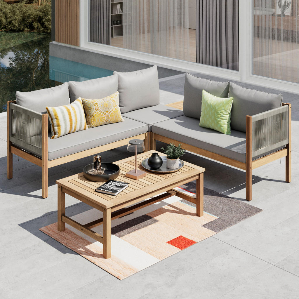 Ambia Garden TERASOVÁ SEDACÍ SOUPRAVA dřevo, plast, textil