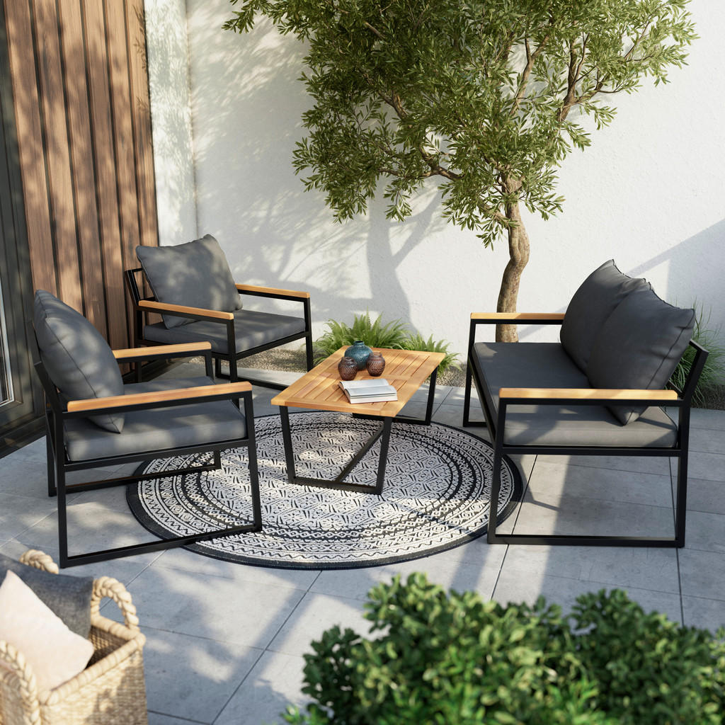 Ambia Garden ZAHRADNÍ SADA 4dílné, dřevo, kov, textil