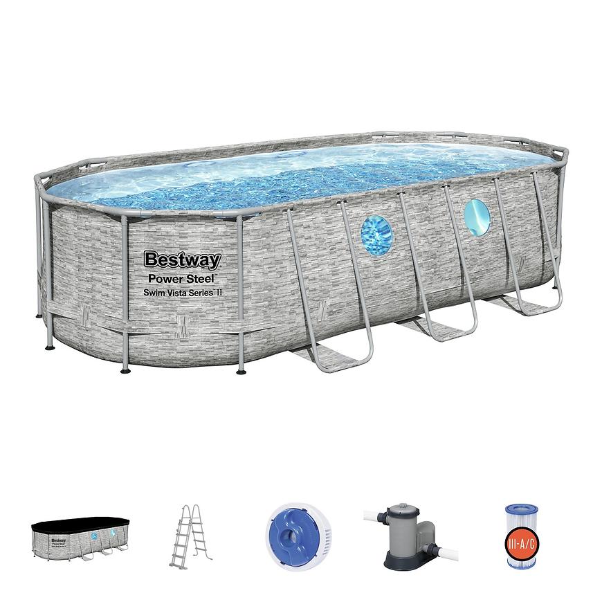 Bazén Power Steel Swim Vista 4.27 x 2.50 x 1m s filtrací vzor kámen 56714