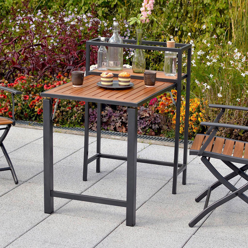 Gardenson STOLEK NA BALKÓN, dřevo, kov, 55/75/73 cm