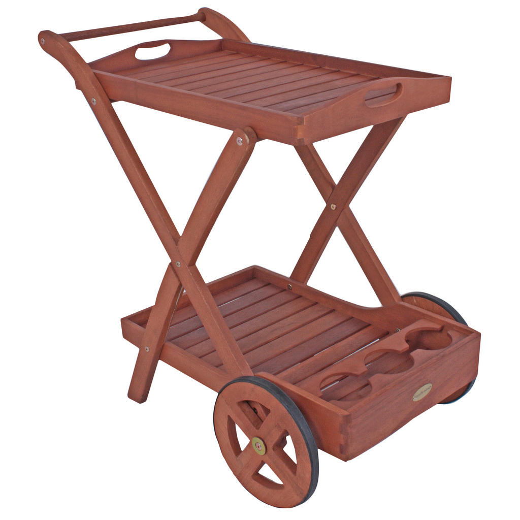 Gardenson ZAHRADNÍ SERVÍROVACÍ VOZÍK, barva eukalyptového dřeva, 80/54/88 cm