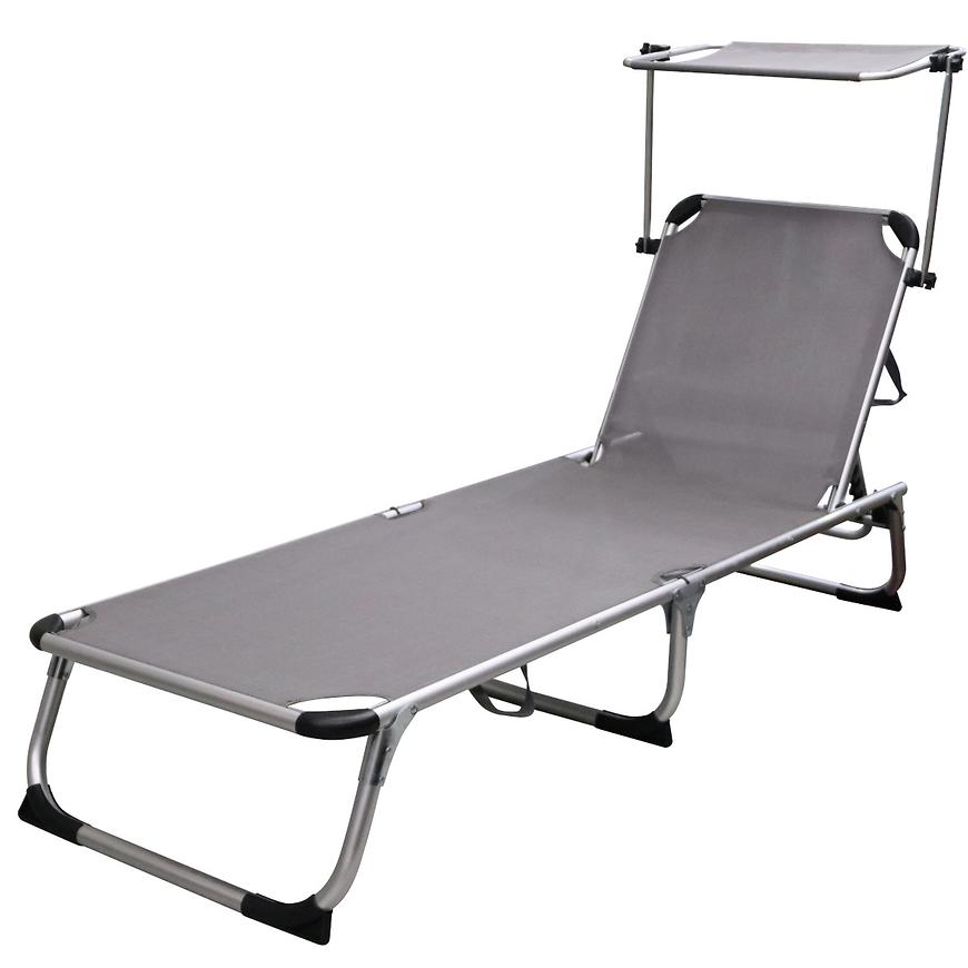 Zahradní lehátko se stříškou šedé