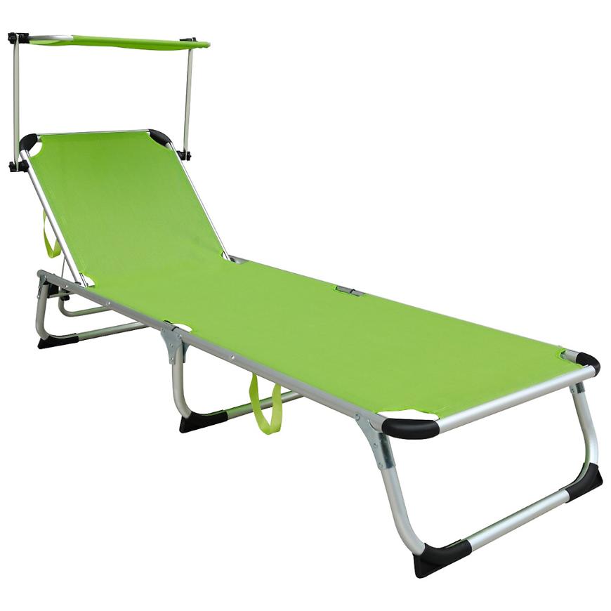 Zahradní lehátko se stříškou zelené