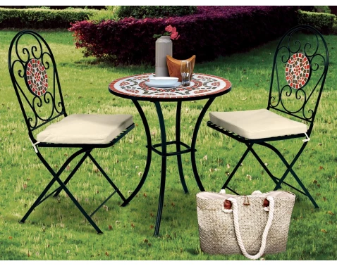 Zahradní set Mosaic, černý/červený