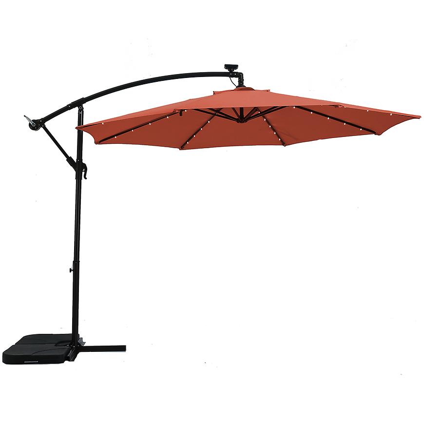 Zahradní slunečník s LED osvětlením 300 cm oranžová