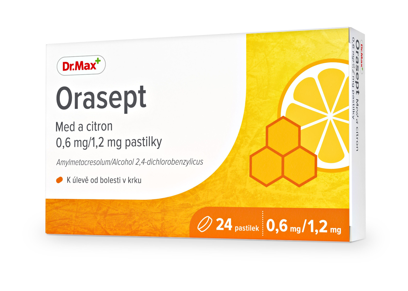 Dr. Max Orasept Med a citron 0,6 mg/1,2 mg 24 pastilek