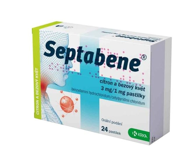 Septabene citron a bezový květ 3 mg/1 mg 24 pastilek